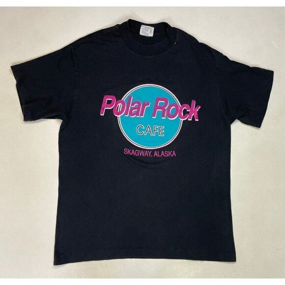 VINTAGE Polar Rock Cafe Skagway Alaska T-shirt Men Medium 90s Single Stitch - Picture 1 of 9